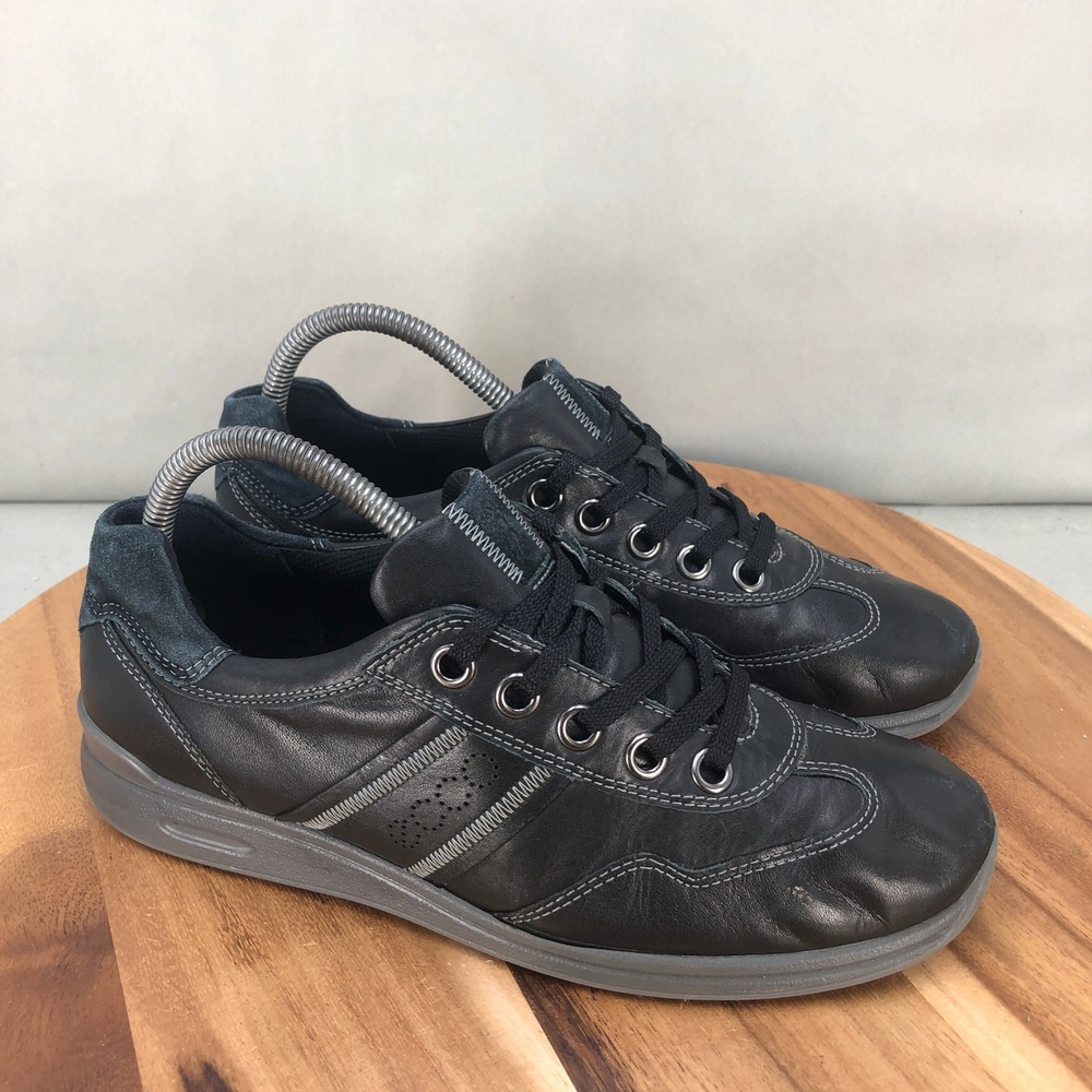 ECCO Mobile II Leather Casual Comfort Walking Sneaker Shoes Black Womens 40 / 9